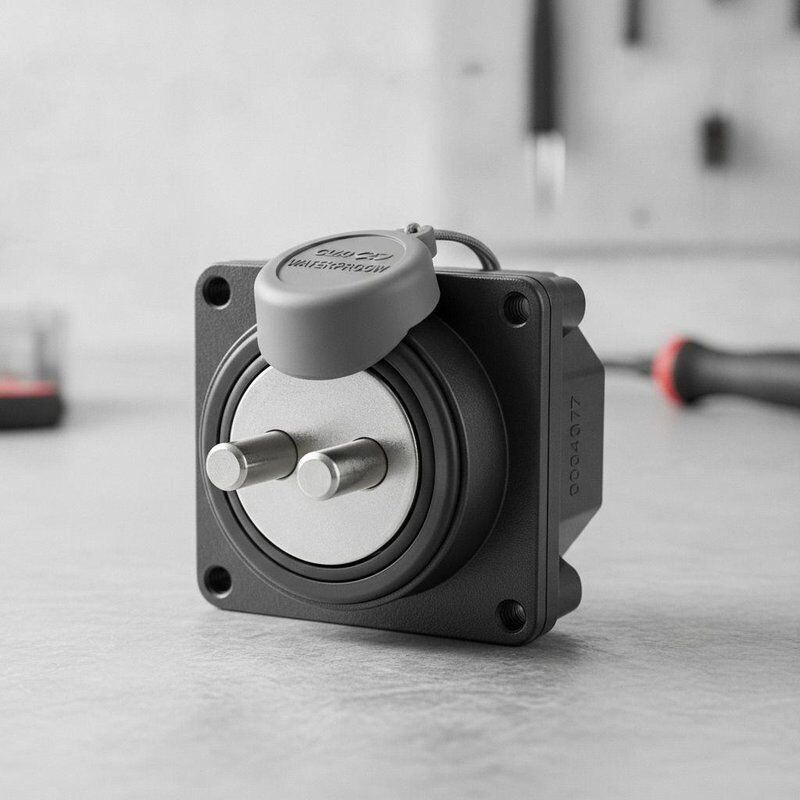Club Car 36V Charger Tacle 0004107 Premium Upgrade Two Prong Socket Waterproof Panel Mount